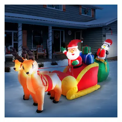 Huge 9ft Inflatable Santa Reindeer Father Christmas Garden Decorations LED Light