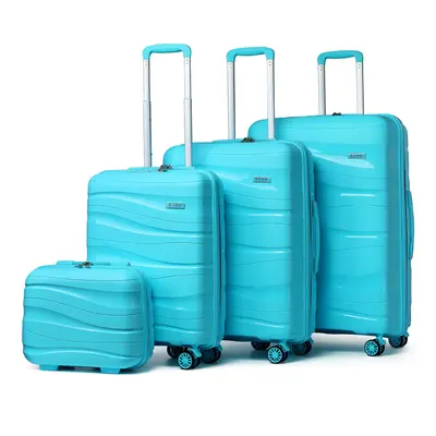 (Robin's Egg Blue, 14/20/24/28 inch) One Or Four Pieces Lightweight PP Hard Shell Suitcase With 