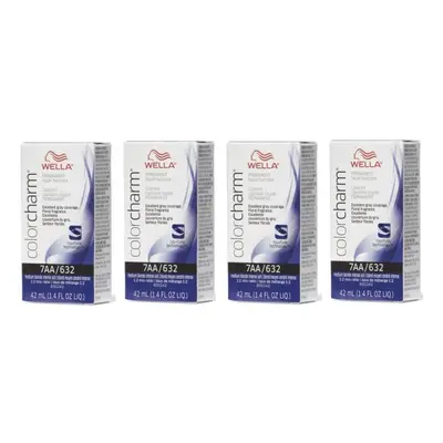 (7AA/632 - pack of 4) Wella 12A Frosty Ash Color Charm Permanent Liquid Haircolor & Developer (V