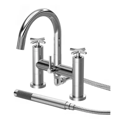 Connect Bath Shower Mixer Tap with Crosshead Handles and Shower Kit - Chrome - Balterley