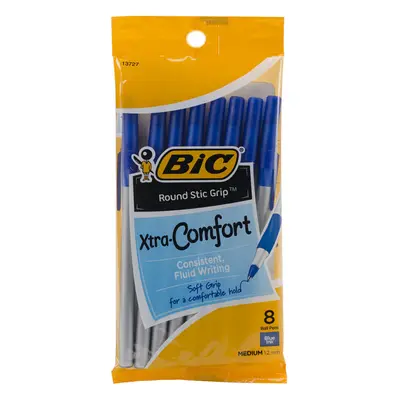 BIC Xtra Comfort Round Stic Medium Ballpoint Pens 8/Pkg-Blue