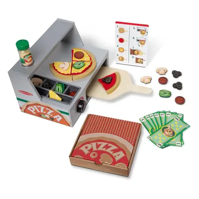 (Top & Bake Pizza Counter Play Set) Pizza Toy Shop - Wooden Play Food Sets for Children - Kitche