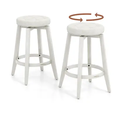 Set of Bar Stools Kitchen Upholstered Counter Height Chair Swivel 66cm