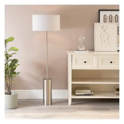 ValueLights Lexy Grey Shade with Chrome Dimmable Floor Lamp & Bulb