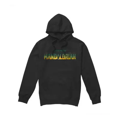 (S, Black) Star Wars: The Mandalorian Mens Landscape Logo Hoodie