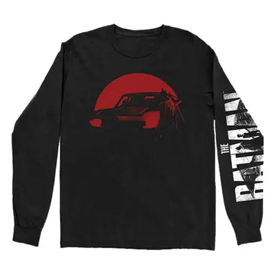 (Large, Black) The Batman Red Car & Figure Long Sleeve T Shirt