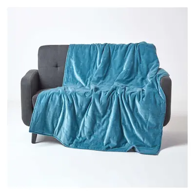 (Blue, x cm) Velvet Quilted Throw