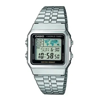 Casio Mens Quartz Watch Grey Dial Digital Display Stainless Bracelet A500WEA-1EF