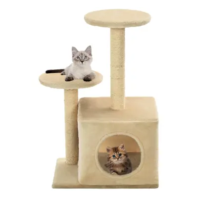 vidaXL Cat Tree with Sisal Scratching Posts 60cm Beige Kitten Playhouse Tower