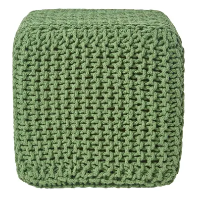 (Forest Green) Knitted Cotton Cube Footstool x x cm