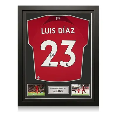 Luis Diaz Signed Liverpool Football Shirt. Standard Frame