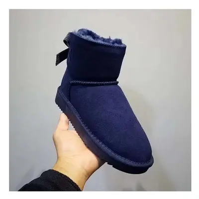 (38, DARK BLUE) New Arrival Genuine Leather Australia Classic Women Snow Boots Women's Cow Leath