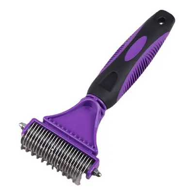 (Purple) in Dual Sided Dog Cat Hair Fur Shedding Trimmer Stainless Steel Grooming Dematting Rake