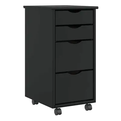 (black) vidaXL Rolling Cabinet with Drawers MOSS Black Solid Wood Pine