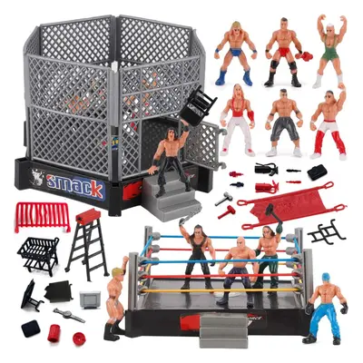 ToyVelt Ring Playset with 32-Piece Wrestling Action Figures for Boys