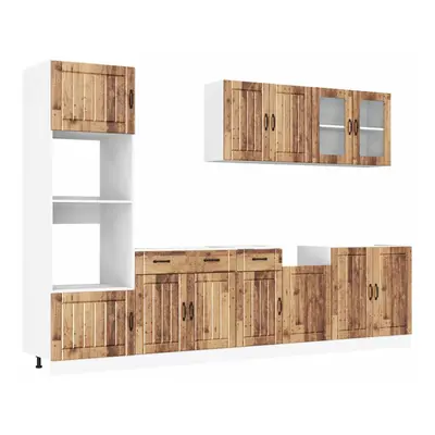 (old wood) vidaXL Piece Kitchen Cabinet Set Kalmar Black Engineered Wood