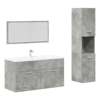 vidaXL Piece Bathroom Furniture Set Concrete Grey Engineered Wood