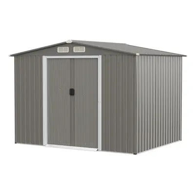 8FT x 6FT Metal Storage Shed Tool Shed W/ Double Doors & Foundation