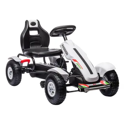 HOMCOM Children Pedal Go Kart w/ Adjustable Seat, Inflatable Tyres - White