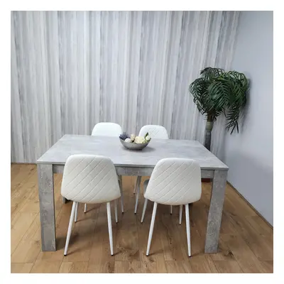 Wooden Rectangle Dining Table Sets with Set of Chairs, Grey and White