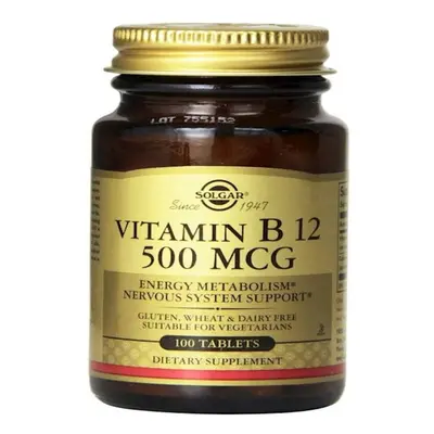 Solgar Vitamin B12 500Mcg Vegetable Capsules, Energy Metabolism & Nervous System Support, Dietar