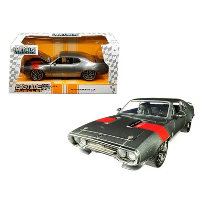 1972 Plymouth GTX Metallic Gray with Red Stripe Bigtime Muscle Diecast Model Car by Jada