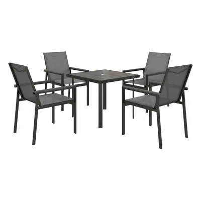 Outsunny Piece Garden Dining Set, Outdoor Table and Chairs, Grey