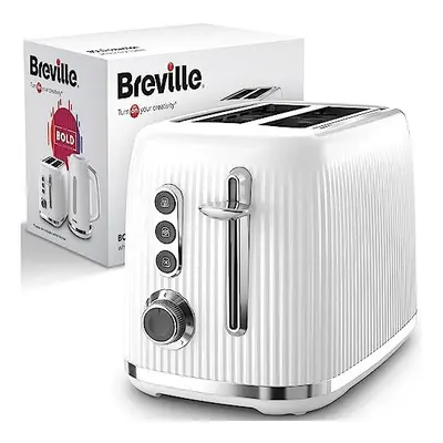 Bold White 2-Slice Toaster with High-Lift and Wide Slots | White and Silver Chrome [VTR037]