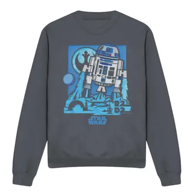 (S, Charcoal) Star Wars Unisex Adult Papercut R2-D2 Sweatshirt