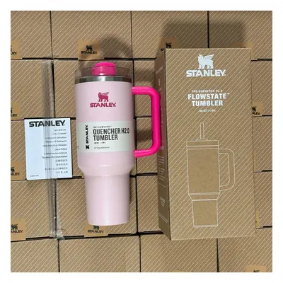 (Rose Red, 1.18L) 40oz Stanley Quencher H2.0 Tumbler Handle Straw Insulated Bottle Cup Mug