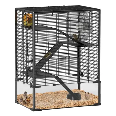 PawHut Tiers Hamster Cage with Deep Tempered Glass Bottom, x x 80cm