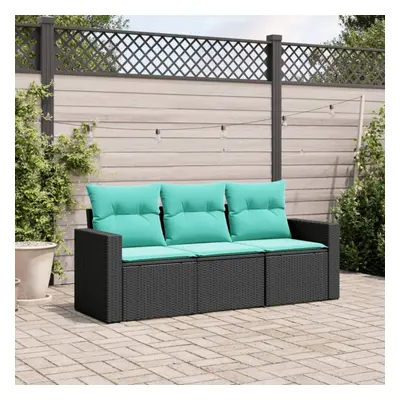 vidaXL Piece Patio Sofa Set with Cushions Black Poly Rattan