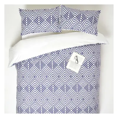 (Double: x cm (79 x 79?)) Geometric Digitally Printed Cotton Duvet Cover Set