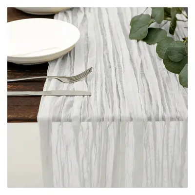 (90x305cm, Pieces) 2/5/10Pcs Cotton Gauze Table Runner Dusty Blue Wedding Tablecloth Cheesecloth