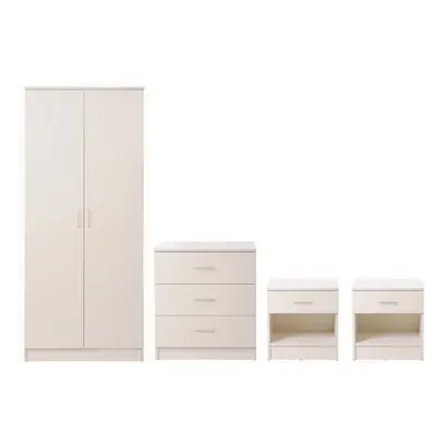 4 Piece Bedroom Furniture Set Wardrobe Chest Drawers Bedside Table White