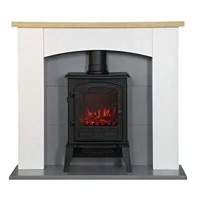 Adam Huxley in Pure White & Grey with Ripon Electric Stove in Black, Inch