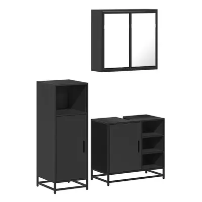 (black) vidaXL Piece Bathroom Furniture Set Black Engineered Wood bathroom cabinet