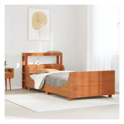 vidaXL Bed Frame with Headboard Wax Brown 90x190 cm Single Solid Wood Pine