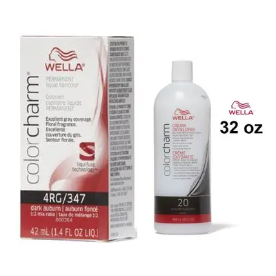 (4RG+ Developer (Vol. 20) 32oz) 4RG Dark Auburn Wella Color Charm Permanent Haircolor