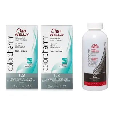 (T28+T28+Developer(Vol.20)) Wella Colour Charm Permanent Liquid Hair Toner - 42ml