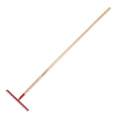 Classic Soil Rake, With Tines, Width: cm, Hardened Steel Tines/Ash wood handle, Red