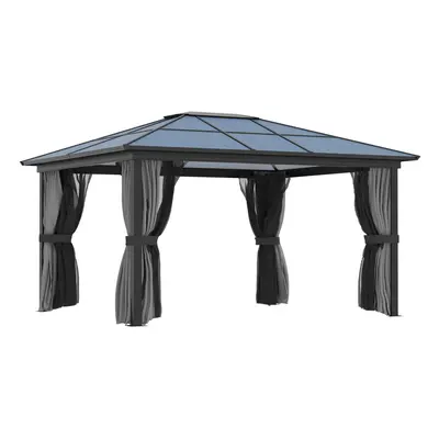 Outsunny 3.6 x 4m Aluminium Hardtop Gazebo Canopy w/ Polycarbonate Top