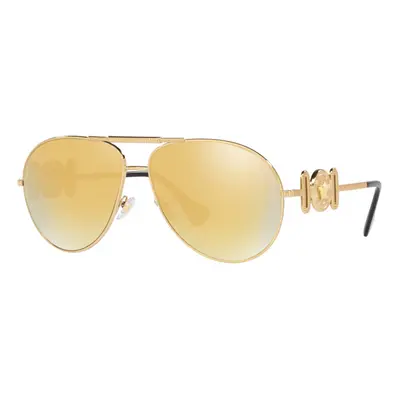 Versace Unisex Sunglasses Gold Frame Brown Mirror Gold Lenses 65MM