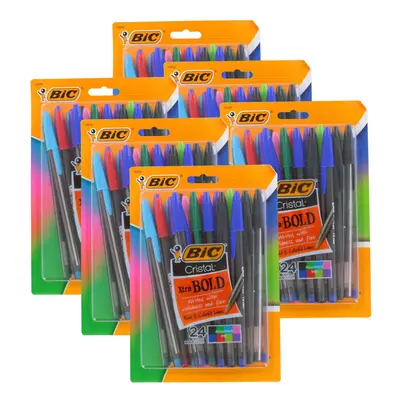 Bic Cristal Xtra Bold Stick Ballpoint Pens 1.6mm Bold Point Assorted Colors Pack of