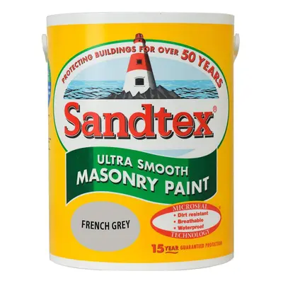 Sandtex 5L Smooth Masonry Paint French Grey