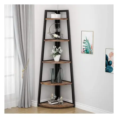 Tribesigns inch Tall Corner Shelf, Tier Rustic Corner Bookshelf