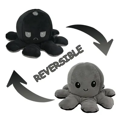 (Gray + Black) Double-Sided Flip Reversible Octopus Plush Toy