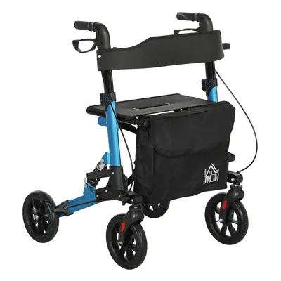 HOMCOM Folding Rollator Walker with Seat, Backrest, Bag, Wheels, Blue