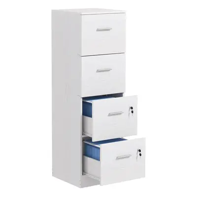 HOMCOM Drawer File Cabinet Locking Filing Cabinet for A4, Ash Wood-Effect