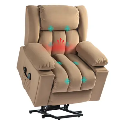 HOMCOM Power Lift Recliner Chair with Vibration Massage, USB, Light Brown